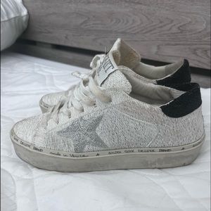 Golden Goose White and Black Athletic Shoes